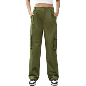 BEGOING Women's Cargo Pants High Waisted Straight Leg Casual Pant with Pockets Baggy Trendy Streetwear Y2K Pants