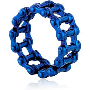 LAFATINA Mens Motorcycle Chain Rings Stainless Steel Punk Rock Hip Hop Biker Bicycle Bands Ring for Father's Day Birthday, Size 7-13