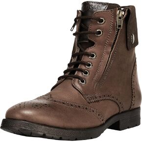 LIBERTYZENO Men's Ankle Boots Genuine Leather Lace Up Closure 1 inch Heel Fashion Casual Dress Boots