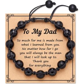 PPJew Gifts for Dad/Brother/Boyfriend Black Onyx Brown Tiger Eye Stone Bracelet for Men Boy