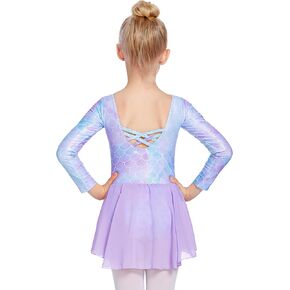 Zaclotre Ballet Leotards for Girls Toddler Classic Long Sleeve Criss-Cross Back Dance Dress Ballerina Outfits