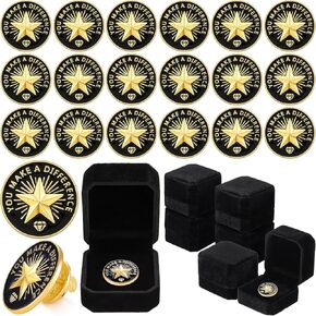 Ceenna 18 Set Employee of the Month Lapel Pin Velour Jewelry Lapel Pin Gift Box 3/4 Inch Employee Pins Recognition Pins Appreciation Pins for Award Employees Staff Team Gift