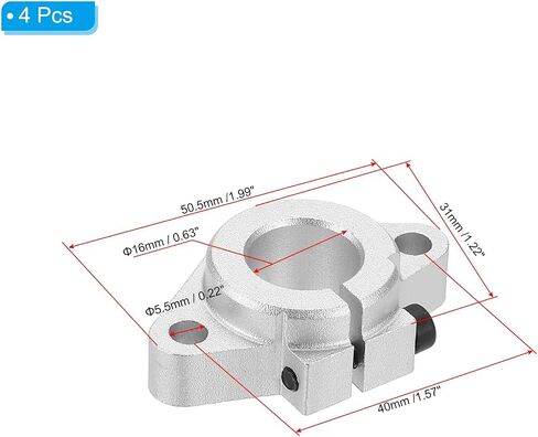 PATIKIL SHF13 Aluminum Linear Motion Rod Rail Clamping Guide Support, 4 Pcs for 13mm Dia Shaft in Saudi Arabia
