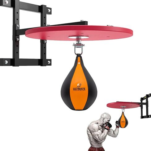 Ultimate Fitness Speed Bag - Boxing Leather MMA Muay Thai Training Punching Dodge Workout Speedball Kicking Striking Ball Kit with Hanging Swivel, Neddle, Screw Set (Red) in Saudi Arabia