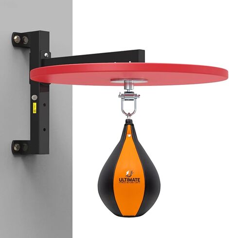 Ultimate Fitness Speed Bag - Boxing Leather MMA Muay Thai Training Punching Dodge Workout Speedball Kicking Striking Ball Kit with Hanging Swivel, Neddle, Screw Set (Red) in Saudi Arabia