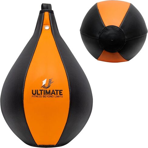 Ultimate Fitness Speed Bag - Boxing Leather MMA Muay Thai Training Punching Dodge Workout Speedball Kicking Striking Ball Kit with Hanging Swivel, Neddle, Screw Set (Red) in Saudi Arabia