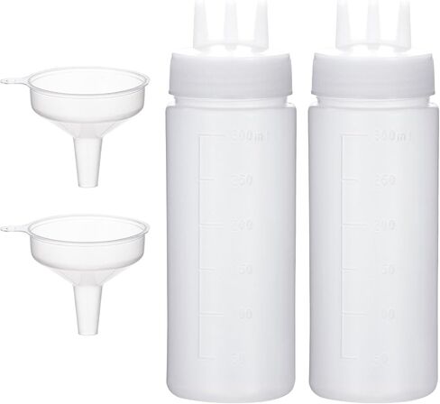 3 Hole Squeeze Bottle 2 Pcs Sauce Bottles squeeze Ketchup Bottles Tomato Sauce Dispensers for Ketchup BBQ Dressing Paint Workshop Pancake Art Craft with 2 Funnels,34oz 1000ml in Saudi Arabia
