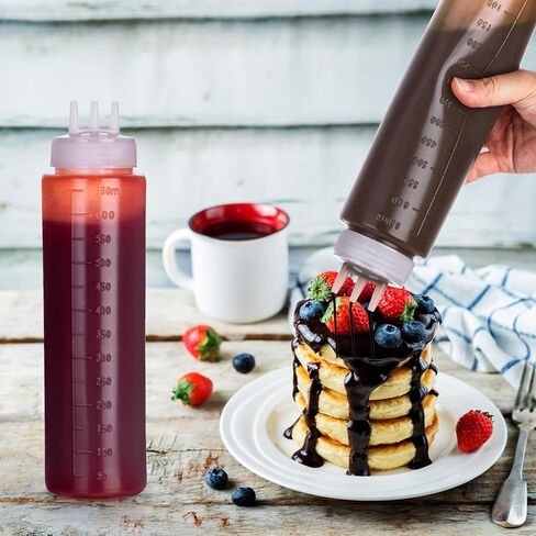 زجاجة ضغط 3 فتحات، قطعتان من زجاجات الصلصة، زجاجات كاتشب، موزعات صلصة الطماطم للكاتشب، صلصة الشواء، ورشة عمل فنية للفطائر مع قمعين، 34oz 1000 مل in Kuwait