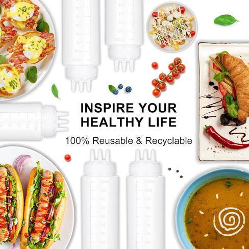 زجاجة ضغط 3 فتحات، قطعتان من زجاجات الصلصة، زجاجات كاتشب، موزعات صلصة الطماطم للكاتشب، صلصة الشواء، ورشة عمل فنية للفطائر مع قمعين، 34oz 1000 مل in Kuwait