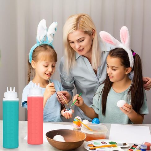 زجاجة ضغط 3 فتحات، قطعتان من زجاجات الصلصة، زجاجات كاتشب، موزعات صلصة الطماطم للكاتشب، صلصة الشواء، ورشة عمل فنية للفطائر مع قمعين، 34oz 1000 مل in Kuwait