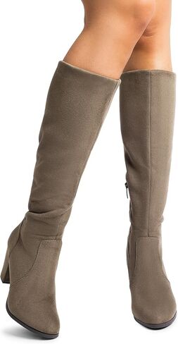 DREAM PAIRS Women's Knee High Winter Fall Tall Riding Boots | Faux Fur-Lined Side Zipper Flat Comfortable Knee High Winter Boots Fall Tall Buckle Boots in Saudi Arabia