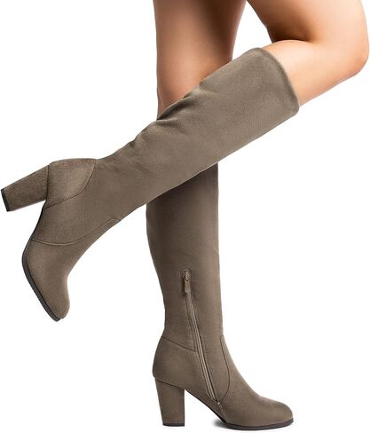 DREAM PAIRS Women's Knee High Winter Fall Tall Riding Boots | Faux Fur-Lined Side Zipper Flat Comfortable Knee High Winter Boots Fall Tall Buckle Boots in Saudi Arabia