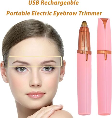 Eyebrow Hair Remover, USB Rechargeable Painless Precision Portable Electric Eyebrow Trimmer Pen, Safe Eyebrow Shaver Razor Tool(Rose Gold) in Saudi Arabia