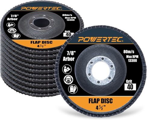 POWERTEC 4-1/2" Zirconia Flap Discs for Angle Grinder 60 Grit, 10 Pack, T29 Angle Grinder Sanding Disc for Sanding and Grinding Metal & Stainless Steel, 10 Pack (11102) in Saudi Arabia