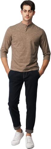 H2H Mens Casual Premium Slim Fit Henley Shirts Lightweight Thin Fabric in Saudi Arabia