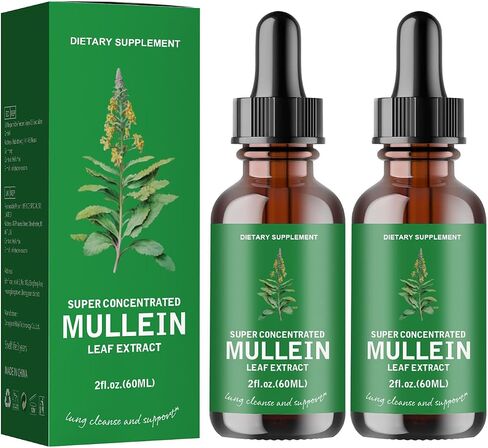 Mullein Leaf Extract for Lungs Support Lung Cleanse and Respiratory Function for Healthy Breathing,Natural Supplement, Tincture Drops | Non-GMO, Vegetarian 1Pack in Saudi Arabia