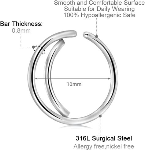 AVYRING 22G or 20G Nose Rings Hoop Stainless Steel Nose Nostril Septum Rings Lip Rings Medusa Monroe Piercing Jewelry in Kuwait