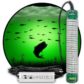 Green Blob Outdoors مصباح صيد جديد تحت الماء LED للأحواض 7500 أو 15000 لومن مع سلك طاقة 110 فولت تيار متردد 30 قدمًا أو 50 قدمًا، كرابي، سنوك، جاذب الأسماك، صنع في تكساس in Kuwait