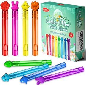 vkten 32pcs عيد الفصح مصغرة فقاعة الصولجانات تشكيلة 8 ألوان 8 أنماط عيد الفصح حزب تفضل للأطفال، فقاعات للأطفال، هدايا ألعاب عيد الفصح، حشو سلة عيد الفصح