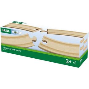 BRIO World 33342 - Large Curved Tracks - 4 Piece Toy Train Accessory for Kids Ages 3 and Up