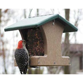 جهاز تغذية الطيور ذو الوجهين SN100 من Birds Choice، جهاز تغذية الطيور المعلق المعاد تدويره، صغير، رمادي داكن/أخضر