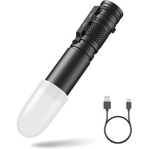 500 Lumens Tactical Flashlight, 6 Modes Pocket Flashlight Rechargeable High Bright Beam Small Handheld Flash Light Emergency Flashlights with Lampshade for Camping, Hiking, Walking (2 Pack)