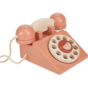 Classic Wooden Telephone - Traditional Pretend Phone with Charming Receiver and Rotary Dial for Open-Ended Play - Boost Number Recognition, Dexterity, and Storytelling - Age 2Y and Up