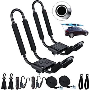 Kayak Roof Rack, Universal HD Marine Kayak Carrier Top Mount Car SUV Crossbar for Kayaks, Canoe, Surfboards, Ski Board & SUP Paddle Boards on SUV, Car & Truck with (Black) in Saudi Arabia