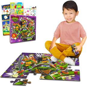 Teenage Mutant Ninja Turtles Floor Puzzle for Kids Set - Bundle with 36 Piece TMNT Floor Puzzle Plus Stickers, More | Teenage Mutant Ninja Turtles Puzzles for Kids Ages 4-8