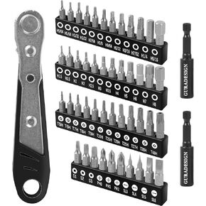 49-Piece Screwdriver Bit Set with Right Angle Screwdriver, S2 Steel, include Hex/Torx/Phillips/Slotted/Square/Bit Holder.