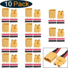 10 Pairs HobbyPark XT30 Connectors Male Female Power Plugs with Heat Shrink Tubing for RC Lipo Battery Pack