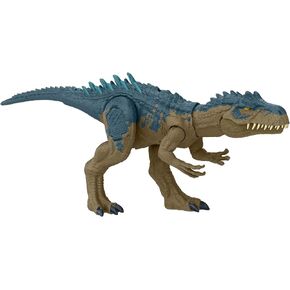 Mattel Jurassic World Ruthless Rampagin Allosaurus Dinosaur Toy, Action Figure with Continuous Chomp Attack & Roar Sounds, Button Activated Evolved Battle Spikes
