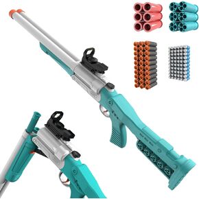 Double Barrel Toy Foam Blaster Soft Bullet Toy Shotgun with Shell Ejection, 2 in 1 Foam Dart Blaster with Suction Dart and Catridge, Birthday Gift for Kids, Youth, Teen in Kuwait