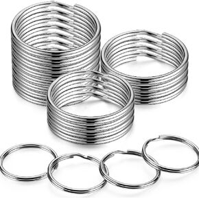 YHYZ 1 Inch Key Rings Bulk (60pcs, Round), 25mm Sliver Metal Spilt Key Rings, for Kechain chain/dog collar tag/DIY Craft Jewelry Making/Car Key