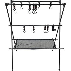 Sutekus Cookware Hanging Rack Collapsible Multifunction Camping Stand Outdoor Tools Hanging Organizer with Hooks (Large(40"X38"))
