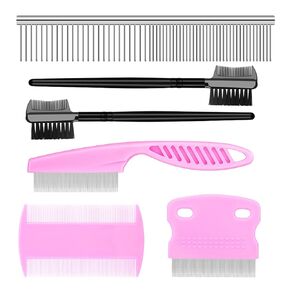Flea Comb Lice Comb Cat Comb Dog Comb Pet Grooming Combs Tear Stain Remover Comb Remove Mucus Crust 2-in-1 Metal Round Smooth Teeth Comb Remove Floating Hair Tangles Dander (blue)