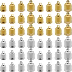 60Pcs Brass Cord Ends Leather Cap,6 Colors Metal Glue in Barrel End Caps Brass Tube Crimp Beads Cord End Caps for DIY Jewelry Making,Bracelet Necklace Pendant Making