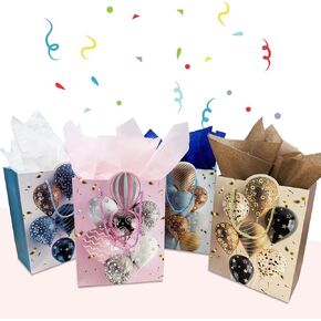 4 Pcs Gift Bags, Bulk Gift Bag with Thin Paper for Birthdays, Welcome Baby Showers, Bridal Showers, Companion Gifts, Hot Gift Bags, Easter Various Holidays Any Occasion (Dimensions, 7 inches long, 4 inches wide, 9 inches high)