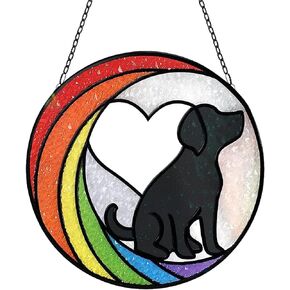 Cat Memorial Gifts Stained Glass Window Hanging for Loss of Cat Suncatcher Black Cat Decor Rainbow Bridge as Pet Themed Sympathy Bereavement for Women Indoor Garden Sun Catcher Decorations