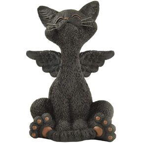 Bereavement Memorial Grey Cat Angel Figurine with Angel Wings Cat Loss Sympathy Gift - Happy Cat Collection - Cat Bereavement Gifts, Cat Memorial, Cat Loss Gifts, Cat Lover Gifts