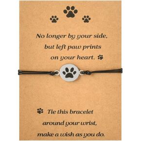 Cat Dog Memorial Gifts for Friends Memorial Bracelet for Loss of Dog Sympathy Gift for Daughter Son Paw Print Bracelet for Women Mens Bereavement Gifts for Loss of Dog Cat Lover Gifts for Women Men