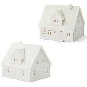 2 Sets N Scale 1:160 Model Blank Buildings Kit Unassembled House for Model Train Layout (B)