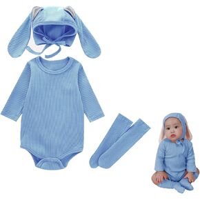 AiWMGL Baby Easter Outfits Girls Boys Bunny Romper Bodysuit Jumpsuit Infant Newborn With Rabbit Hat 0-24 Months