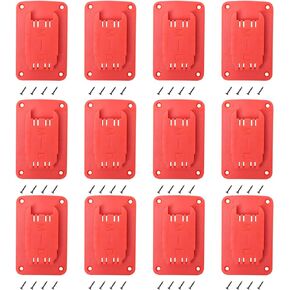 12packs Tool Holder For Milwaukee M18 & Dewalt 20v,Wall Mount Drill Holder with 48 Screws (red)