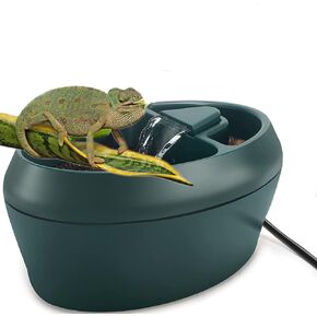 2 in 1 Reptile Water Dispenser with Treats Trough Chameleon Water Fountain Lizard Drinker Provided Flowing Water for Turtle Snake Spider Frog Gecko