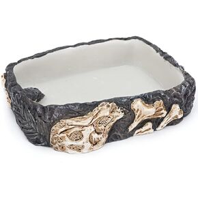 Penn-Plax Reptology Reptile Fossil Rock Food/Water Dish – Great for Bearded Dragons, Geckos, Chameleons, Snakes, Hermit Crabs, and Many More – Medium