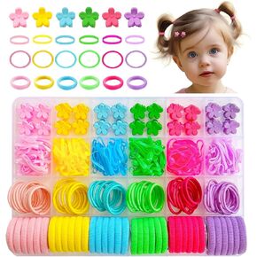 300 قطعة من إكسسوارات شعر الفتيات الصغيرات من EleMirsa، 6 مشابك مخالب صغيرة على شكل زهرة متعددة الألوان، ربطات شعر للأطفال، أربطة مطاطية صغيرة للأصابع، أشرطة مطاطية للشعر للفتيات الصغيرات والأطفال الصغار in Kuwait