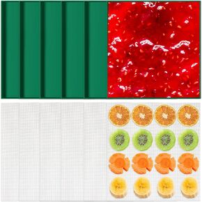 Baderke 6 Pcs 14" x 14" Silicone Dehydrator Mats with Edge Compatible with Excalibur Dehydrator and 6 Pcs Mesh Dehydrator Sheets Dehydrator Accessories Square for Fruits Meat Vegetables(Dark Brown)