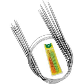KnitPal 16-inch (40cm) Metal Circular Knitting Needles Set - Stainless Steel Knitting Needles with Long Fixed Cable - 5 US Sizes: 4/3.25mm, 5/3.75mm, 6/4mm, 7/4.5mm, 8/5mm - Free Patterns