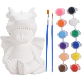 2 Pack Piggy Bank for Kids and Adults Craft Painting Piggy Bank Coin Saver Money Jar Indestructible Money Box Dinosaur Gypsum Sculpture with Desktop Ornament